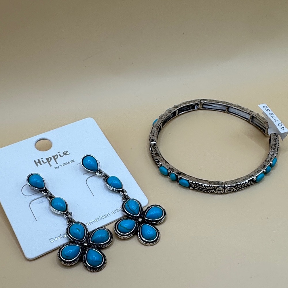 Turquoise Earrings and Bracelet Set